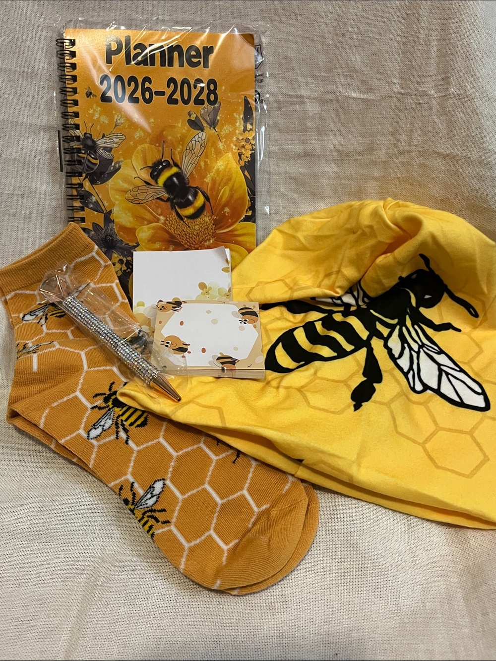 Honey Bee-Themed Yellow Planner & Accessories Bundle